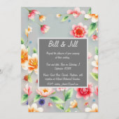 Elegante Pastel floral Soft Gray Background Weddin Einladung (Vorne/Hinten)