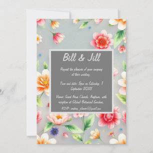 Elegante Pastel floral Soft Gray Background Weddin Einladung