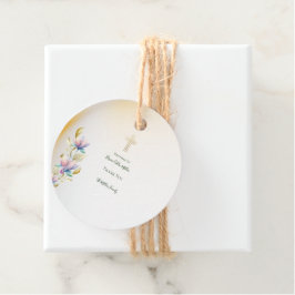 Elegante Pastel Floral Taufen Fvor Tags Geschenkanhänger