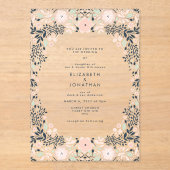 Elegante Pastel Floral Wedding Acryleinladungen (Vorderseite)