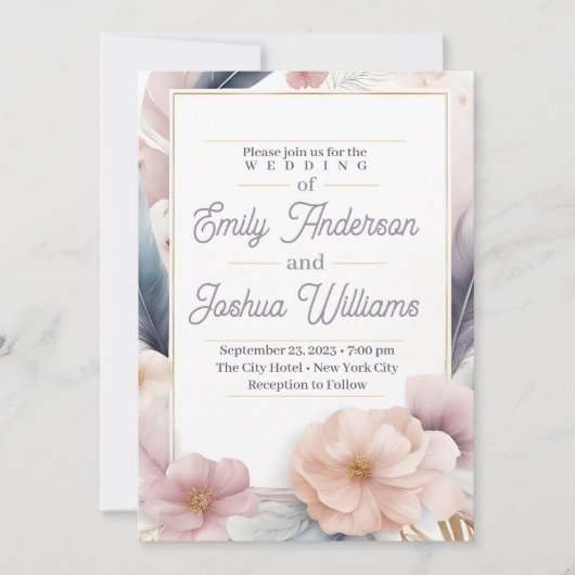 Elegante Pastel Floral Wedding Einladung (Vorderseite)