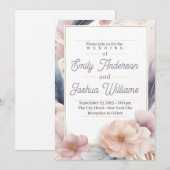 Elegante Pastel Floral Wedding Einladung (Vorne/Hinten)