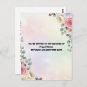Elegante Pastel Floral Wedding Einladung Postkarte (Vorne/Hinten)