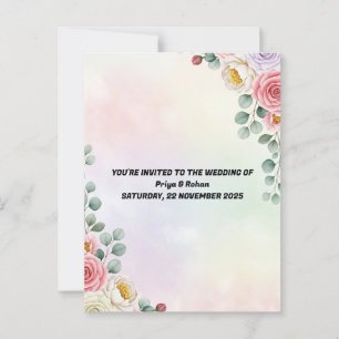 Elegante Pastel Floral Wedding Einladung Postkarte