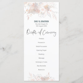 Elegante Pastel Florals Blush Gray Script Wedding Programm
