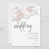 Elegante Pastel Florals Peach Blush Gray Wedding Einladung (Vorderseite)