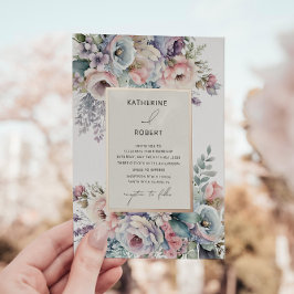 Elegante Pastel Garden Hochzeit der Blumen Folieneinladung