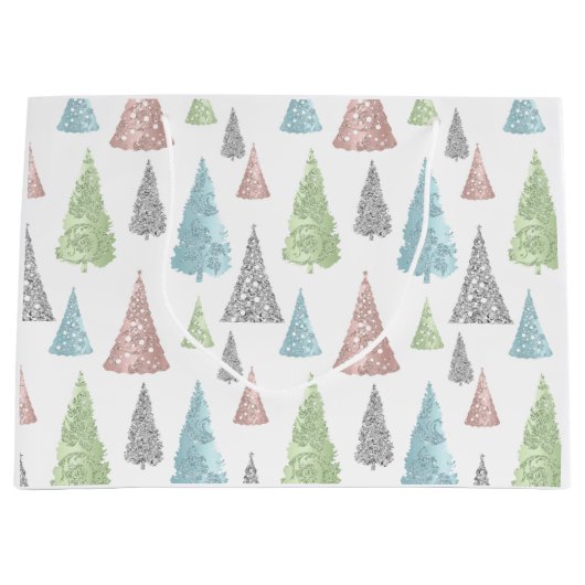 Elegante Pastel Glitzer Weihnachtsbaumtasche Große Geschenktüte (Vorderseite)