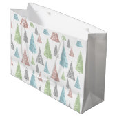 Elegante Pastel Glitzer Weihnachtsbaumtasche Große Geschenktüte (Vorderseite Schrägansicht)