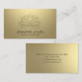 Elegante Pastel Gold Lotus Blume Visitenkarte (Vorne/Hinten)