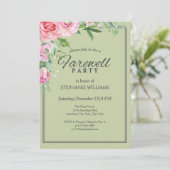 Elegante Pastel Green Blume Farewell Party Einladung (Stehend Vorderseite)