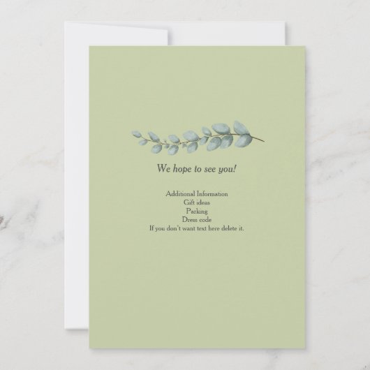 Elegante Pastel Green Blume Farewell Party Einladung (Rückseite)