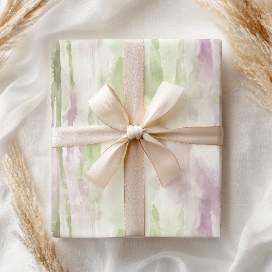 Elegante Pastel Green Pink Wasserfarbe Moderne Geschenkpapier