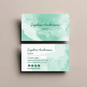 Elegante Pastel Green Watercolor Visitenkarte