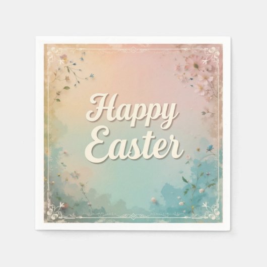 Elegante Pastel Happy Oaster Wasserfarben Serviette (Vorderseite)