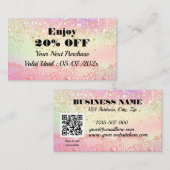 Elegante Pastel Holographic Glitzer Sparkle Lace Rabattkarte (Vorne/Hinten)