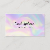 Elegante Pastel Holographic Hairstylist QR Code Visitenkarte (Rückseite)