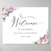 Elegante Pastel Joyful Floral Wedding Welcome Sign Poster (Vorne)