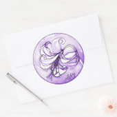 Elegante Pastel Lavender Lily Wasserfarbe Name Runder Aufkleber (Umschlag)