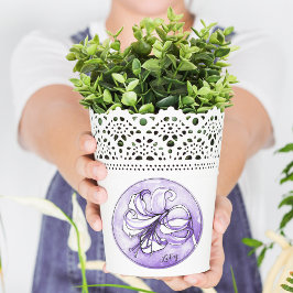 Elegante Pastel Lavender Lily Wasserfarbe Name Runder Aufkleber