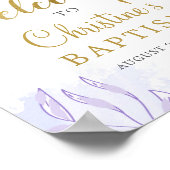 Elegante Pastel Lila Gold Floral Taufe Willkommen Poster (Ecke)