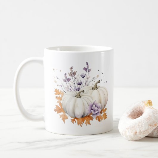 Elegante Pastel Lila Lavender Orange Pumpkin Fall Kaffeetasse (Mit Donut)