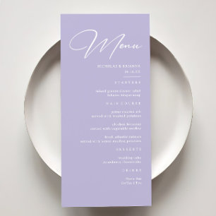 Elegante Pastel Lila Lavender Wedding Menükarte
