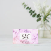 Elegante Pastel Lila Marble Stilftiges Monogramm Visitenkarte (Stehend Vorderseite)