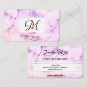 Elegante Pastel Lila Marble Stilftiges Monogramm Visitenkarte (Vorne/Hinten)