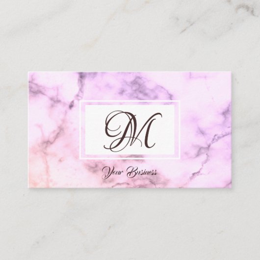 Elegante Pastel Lila Marble Stilftiges Monogramm Visitenkarte (Vorderseite)