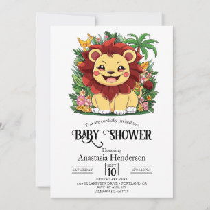 Elegante Pastel Lion Digital Baby Shower Einladung