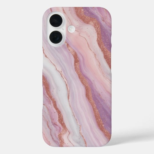 Elegante Pastel Marble & Rose Gold Glitzer Case-Mate iPhone Hülle (Rückseite)