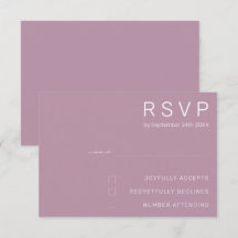 Elegante Pastel Minimal Lila Moderne Hochzeit RSVP