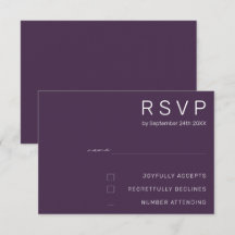 Elegante Pastel Minimal Lila Moderne Hochzeit RSVP