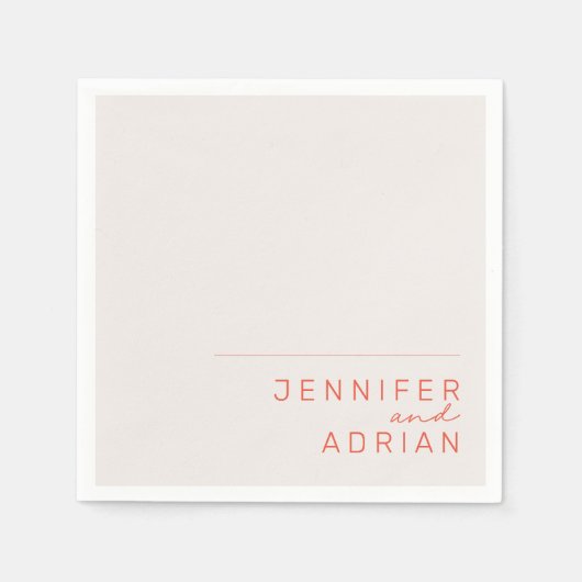 Elegante Pastel Minimal Weiß und Rot Moderne Weddi Serviette (Vorderseite)