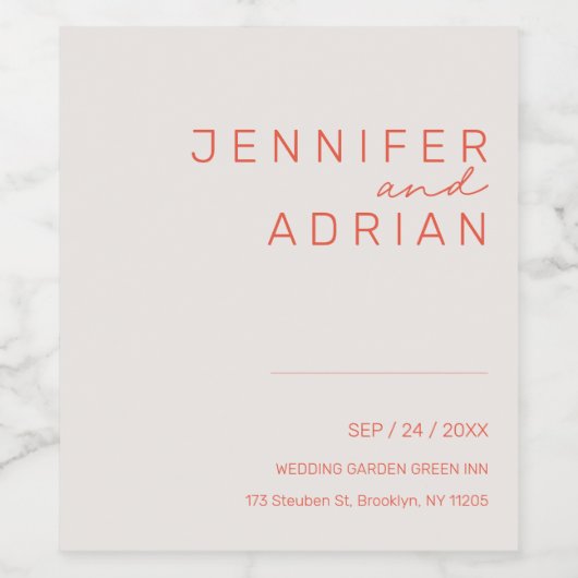 Elegante Pastel Minimal weiß und rot Weinetikett (Einzelnes Label)