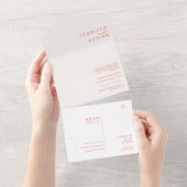 Elegante Pastel Minimal Weißes und Rotes Modernes All In One Einladung (Abreißen)