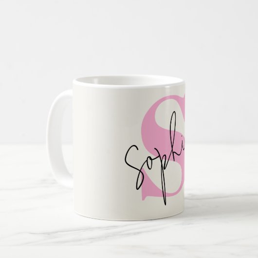 Elegante Pastel Monogram Coffee Tasse (Vorderseite Links)