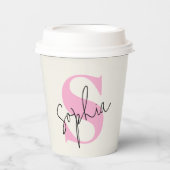 Elegante Pastel Monogram Personalisiert Paper Cups Pappbecher (Vorderseite)