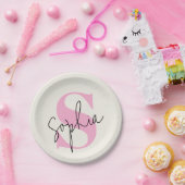 Elegante Pastel Monogram Personalisiert Paper Tell Pappteller (Party)