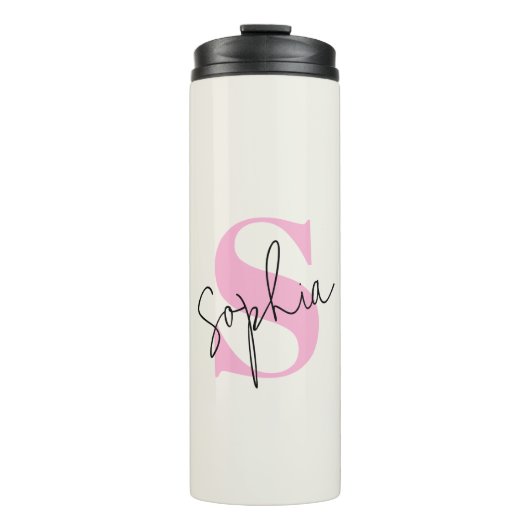 Elegante Pastel Monogram Thermal Tumbler Thermosbecher (Vorderseite)