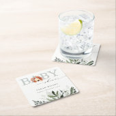 Elegante Pastel Niedlich Boho Lion Foliage Baby Sh Rechteckiger Pappuntersetzer (Vor Ort)