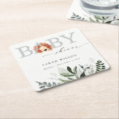 Elegante Pastel Niedlich Boho Lion Foliage Baby Sh Rechteckiger Pappuntersetzer (angewinkelt)