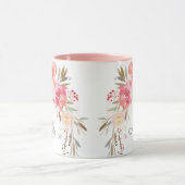 Elegante Pastel Peach Pink Rose Mit Monogramm Tasse (Zentrum)