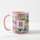 Elegante Pastel Pink Abstrakte florale Mit Monogra Tasse (Links)