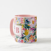 Elegante Pastel Pink Abstrakte florale Mit Monogra Tasse (Vorderseite Links)
