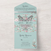 Elegante Pastel Pink Blue Floral Wedding All In One Einladung (Innen Boden)