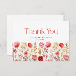 Elegante Pastel Pink Bohemisch Field Wildblume Dankeskarte