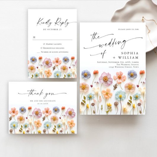 Elegante Pastel Pink Bohemische Wildblume Hochzeit Tischnummer