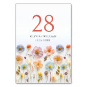 Elegante Pastel Pink Bohemische Wildblume Hochzeit Tischnummer (Vorderseite)